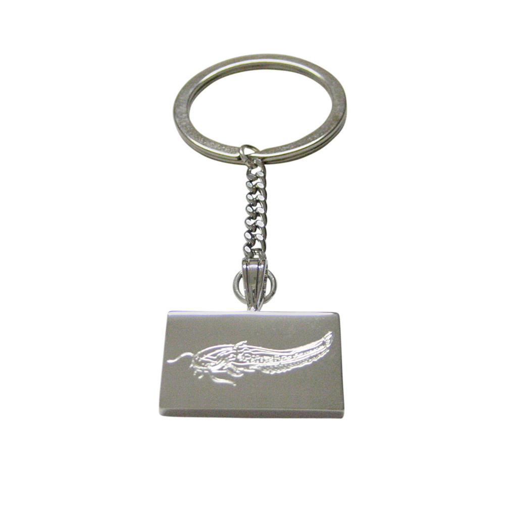 Silver Toned Etched Catfish Keychain